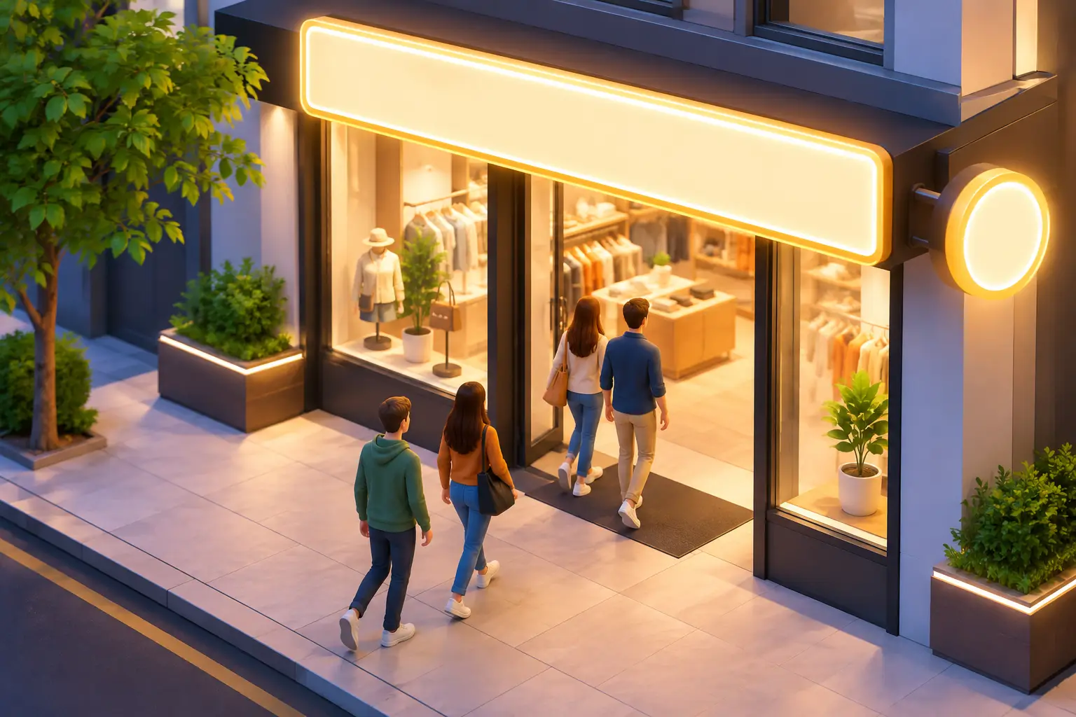 Insegne luminose che portano clienti in negozio